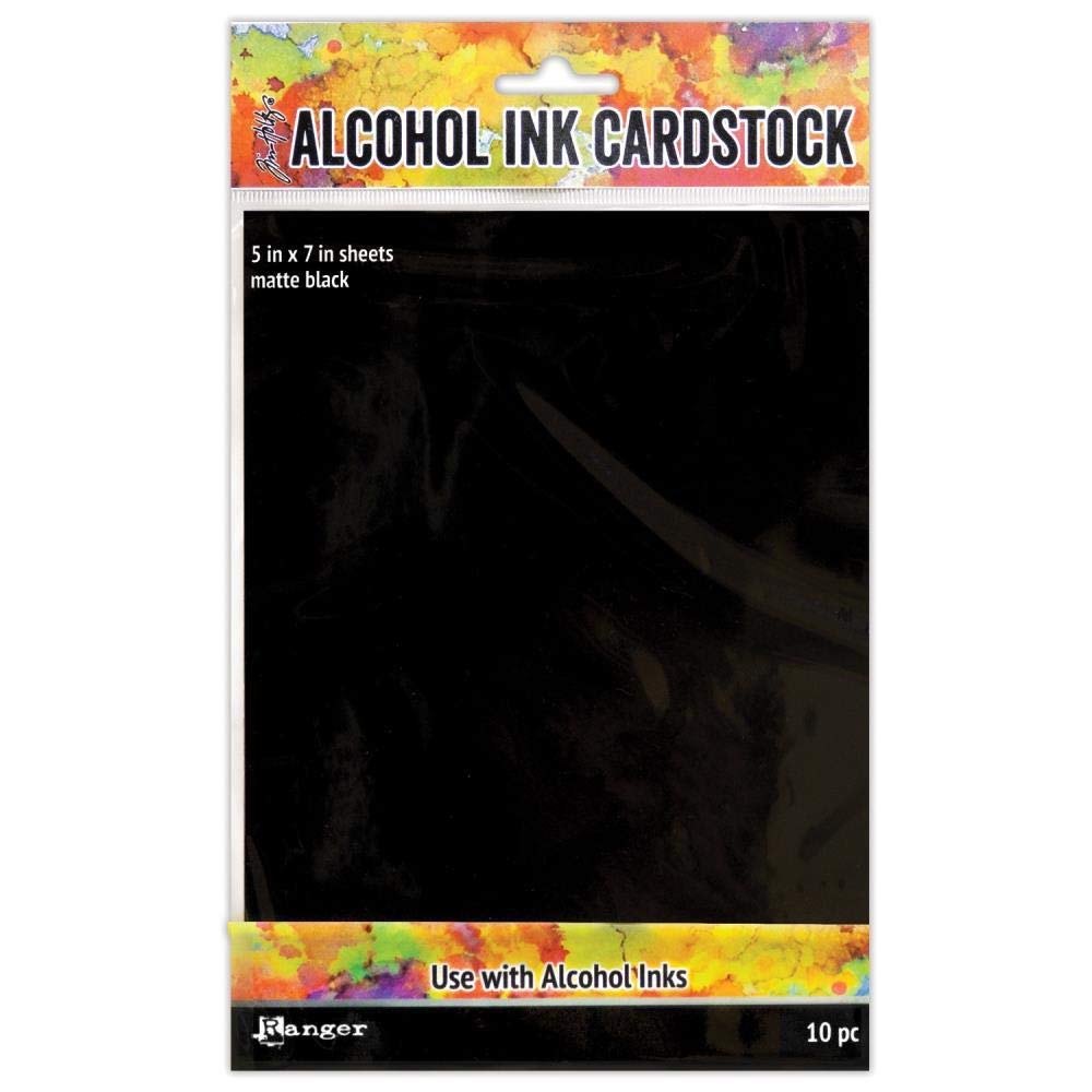 Tim Holtz Alcohol Ink Cardstock Surfaces, Bundle of 3 Colors, Matte Black, Brushed Silver, Silver Sparkle, 10 (5�x7�) Sheets Each Color