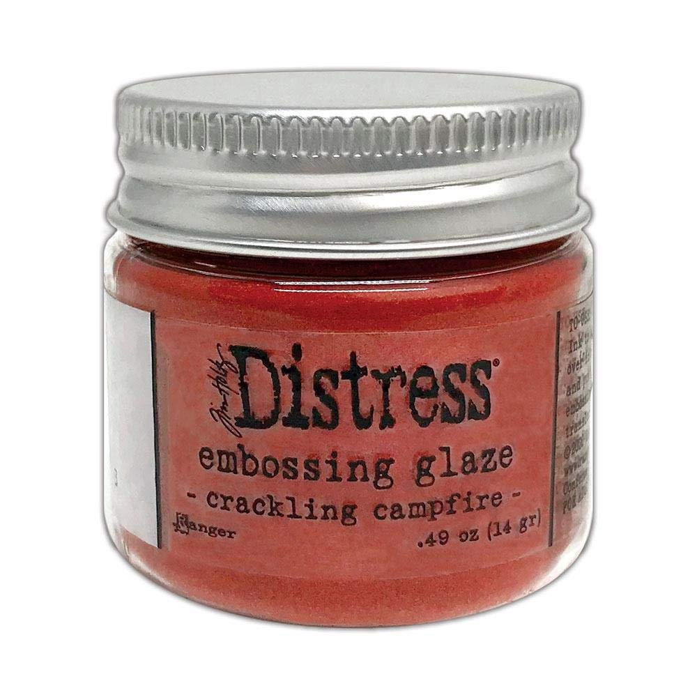 Tim Holtz Distress Embossing Glazes - Speckled Egg, Kitsch Flamingo, Crackling Campfire & Rustic Wilderness - 4 Item Bundle