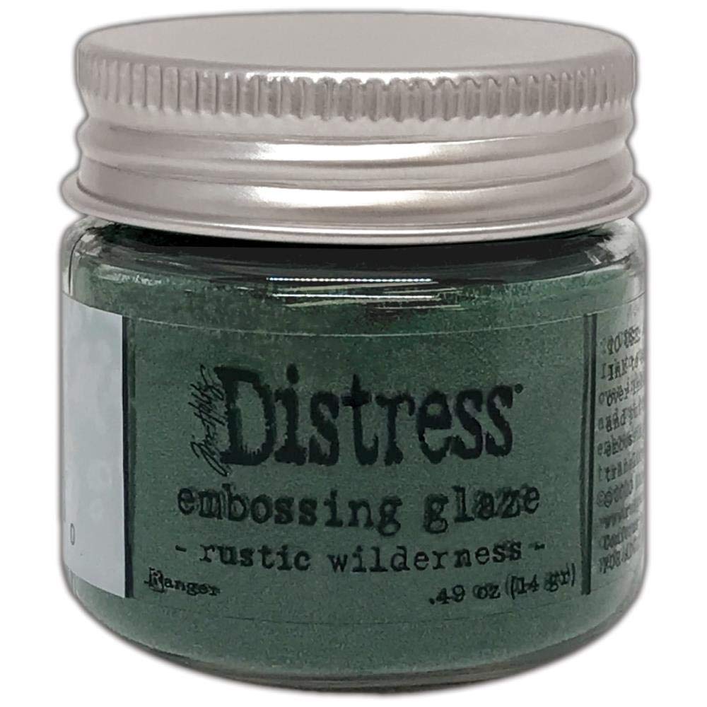 Tim Holtz Distress Embossing Glazes - Speckled Egg, Kitsch Flamingo, Crackling Campfire & Rustic Wilderness - 4 Item Bundle