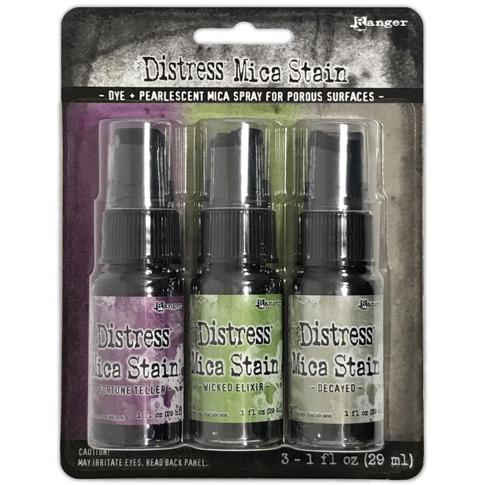 Tim Holtz Distress Mica Stain 2022 Limited Edition - Halloween Set #3 & Set #4 - Six 1 Ounce Bottles, (TSHK81104-TSHK81098)