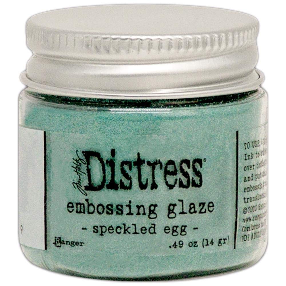 Tim Holtz Distress Embossing Glazes - Speckled Egg, Kitsch Flamingo, Crackling Campfire & Rustic Wilderness - 4 Item Bundle