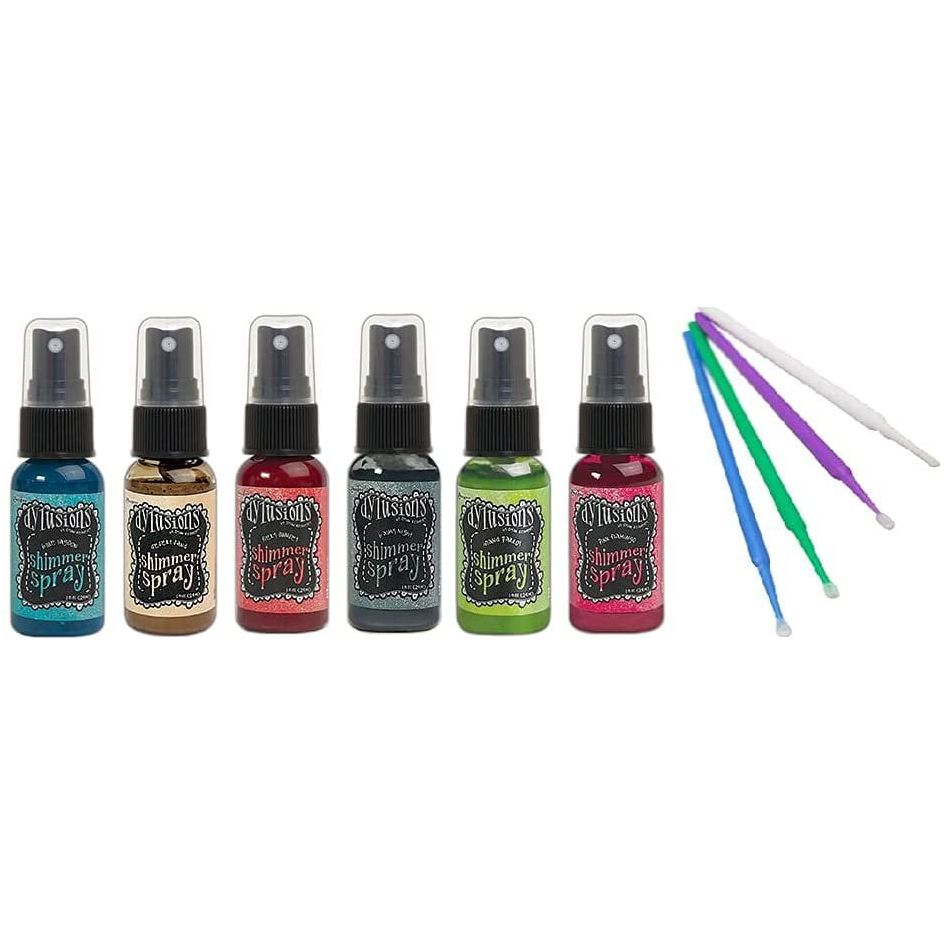 Ranger Tim Holt Bundle 2019 Dylusions Shimmer Spray Sets - Includes Purple Turtle Paint Mixing Palette and Round Foam Dobber Brushes (6 Island Set)
