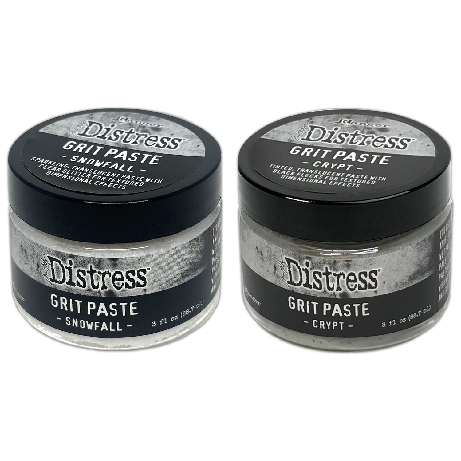 Tim Holtz Distress Grit Pastes - Snowfall and Crypt - 2 Seasonal Limited Edition Items