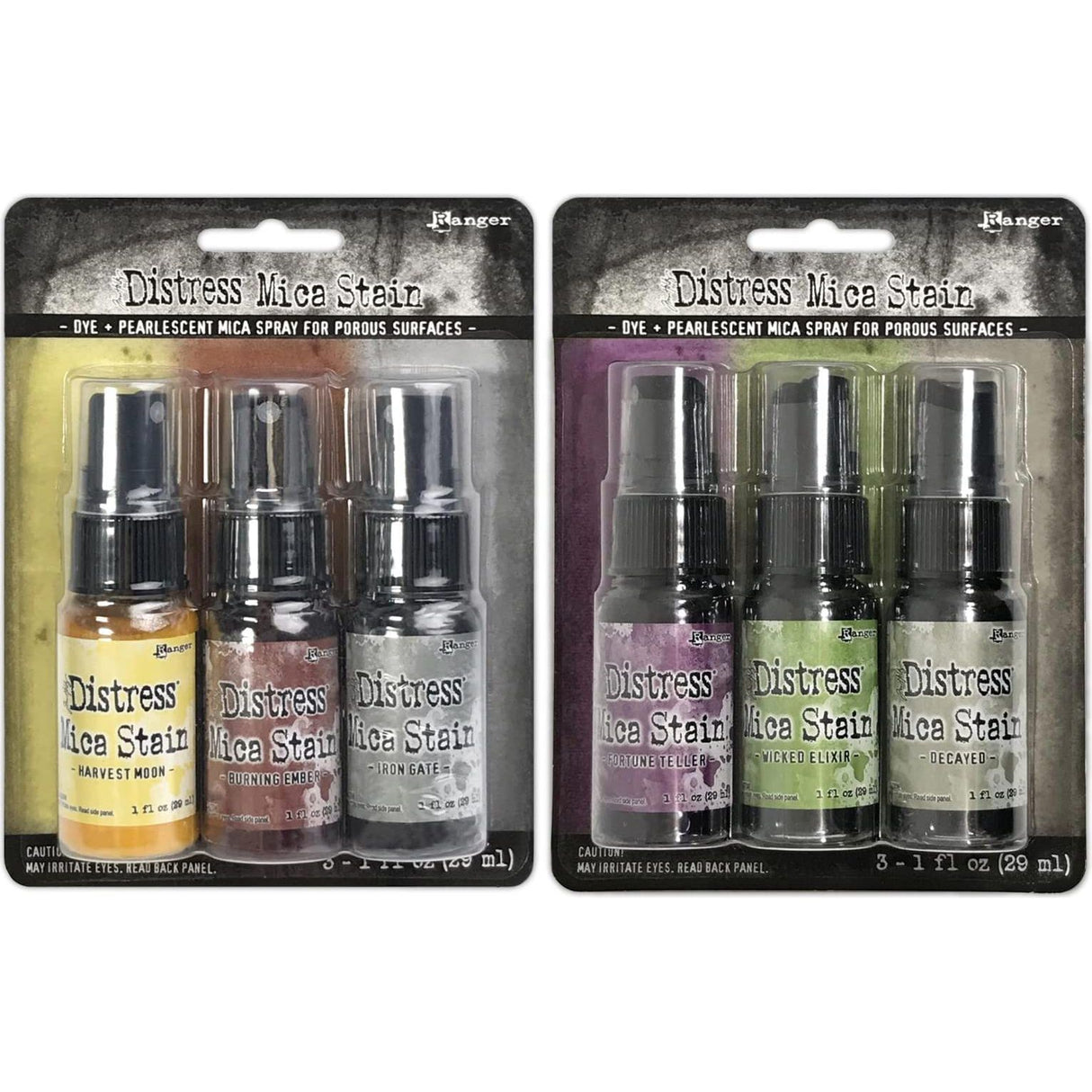 Tim Holtz Distress Mica Stain 2022 Limited Edition - Halloween Set #3 & Set #4 - Six 1 Ounce Bottles, (TSHK81104-TSHK81098)