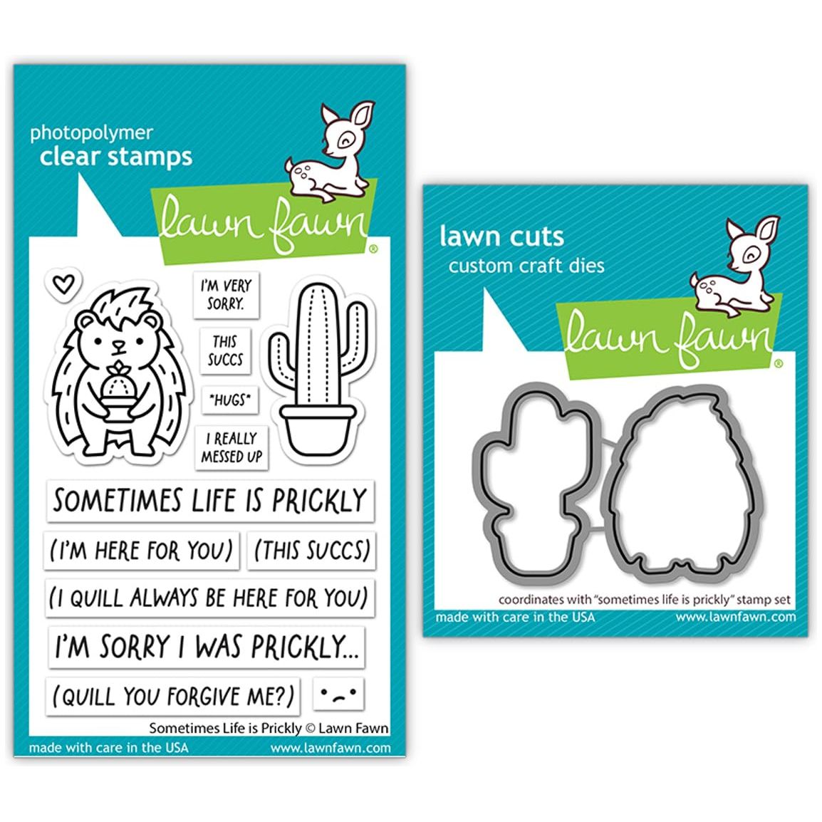 Lawn Fawn Sometimes Life is Prickly - Stamps & Dies - Two Item Bundle