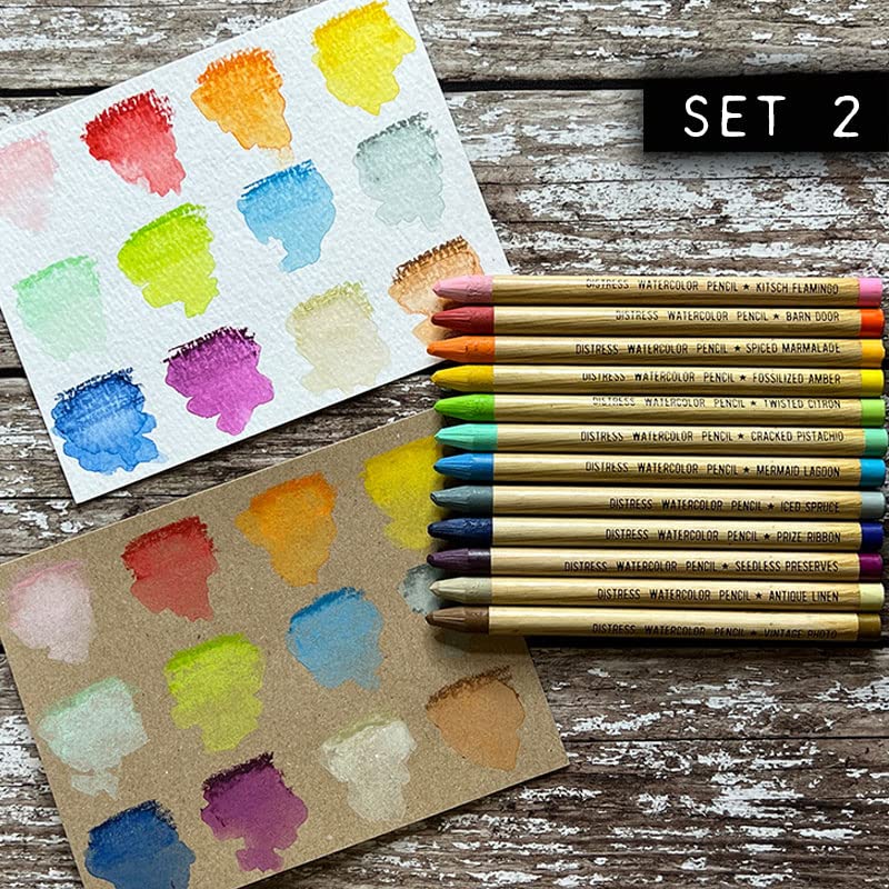 Tim Holtz Distress Watercolor Pencils Set 2 and 3-24 Woodless Watercolor Pencils