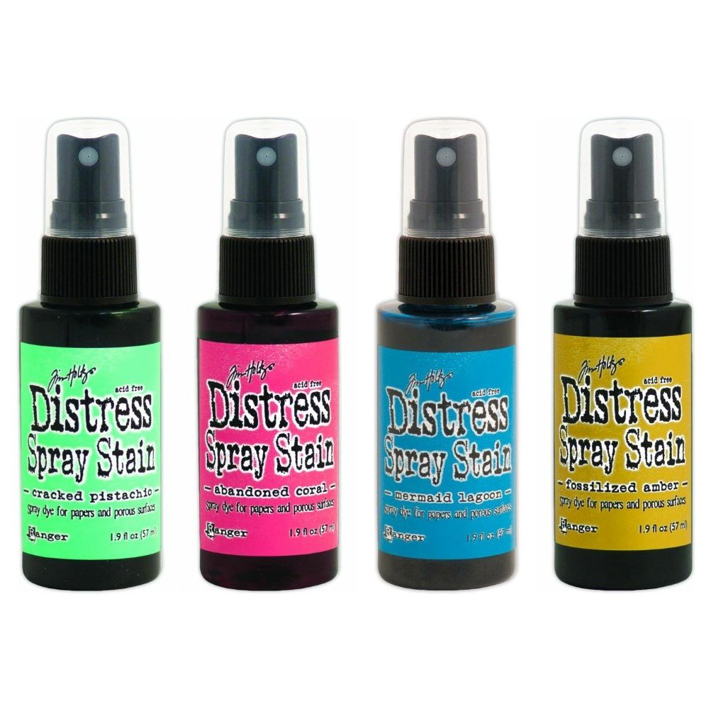 Tim Holtz - Color of the Month Distress Spray Stain Bundle #1 - January, February, March, April - Tim Holtz Distress Ink Color Of The Month Spray Sta