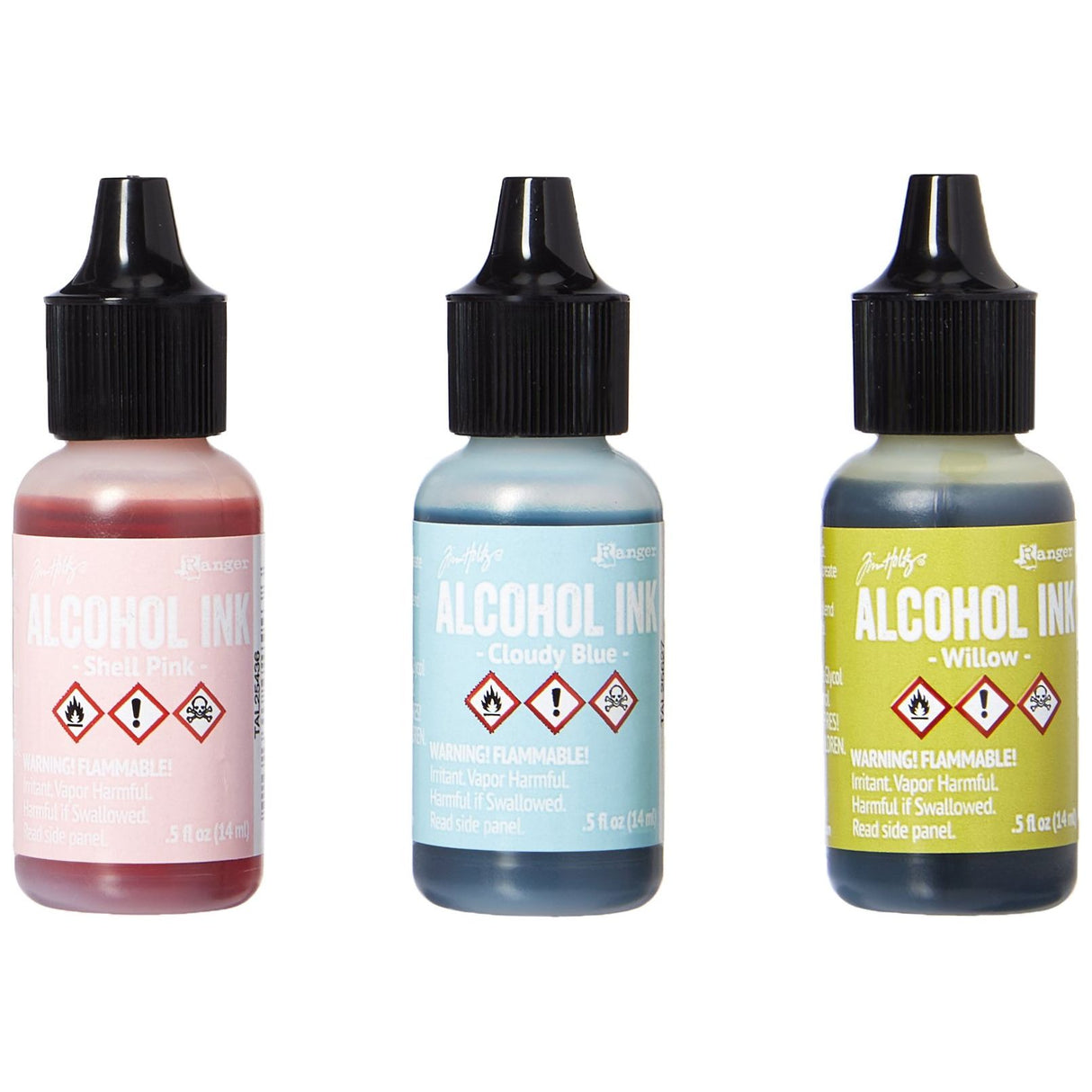 Ranger Tim Holtz Alcohol Ink .5oz 3/Pkg, Countryside-Shell Pnk/Willow/Cloudy Blue