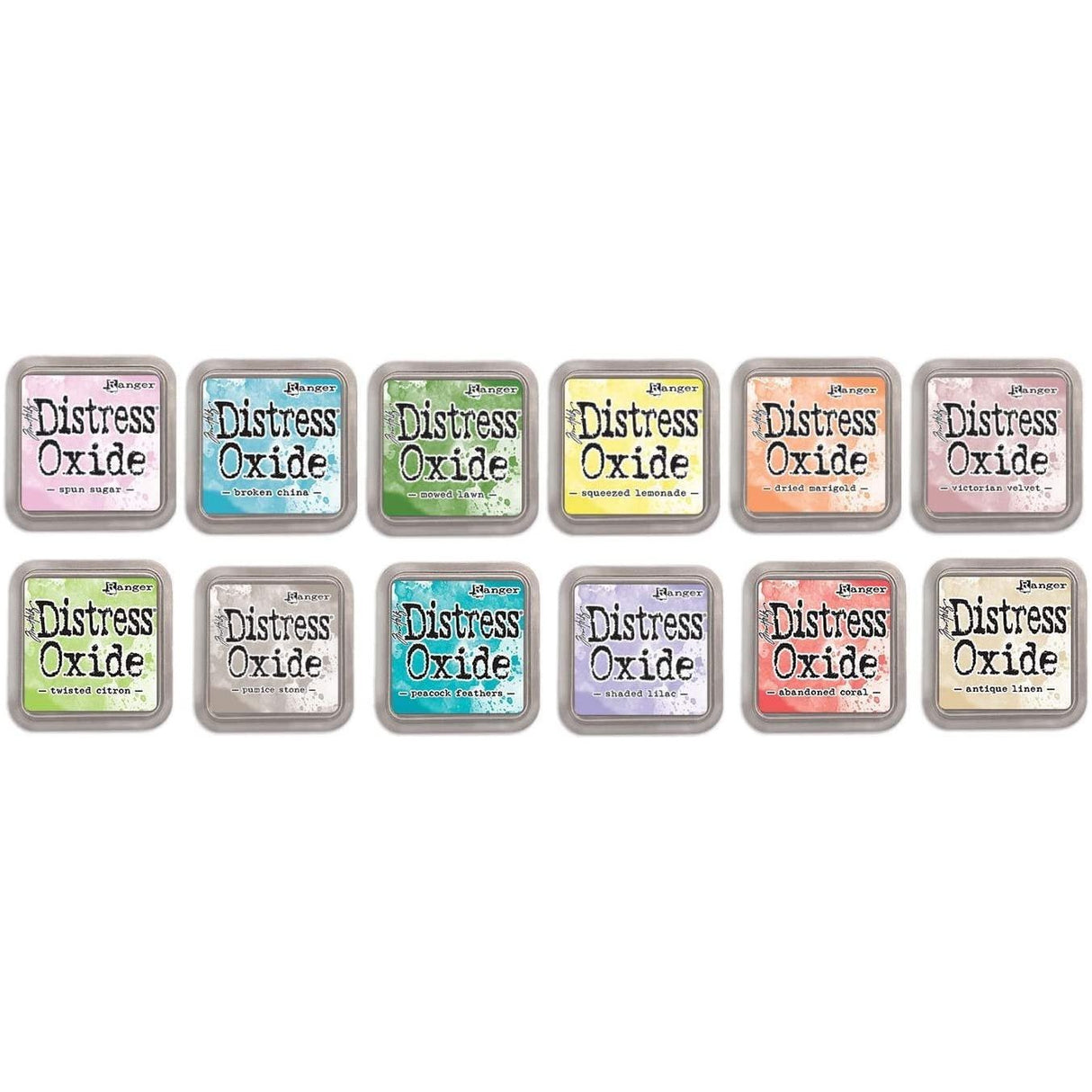 Ranger Distress Oxide Bundles - Includes 12 Distress Oxide Colors with PTP Flash Deals Detail Sticks (Set 2-12 Ink Pads)