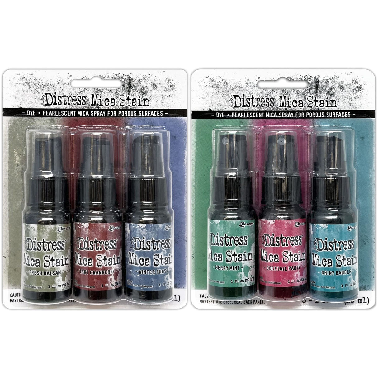 Tim Holtz Distress Mica Stain 2022 Limited Edition - Christmas Set #3 & Set #4 - Six 1 Ounce Bottles, TSCK81159-TSCK81166