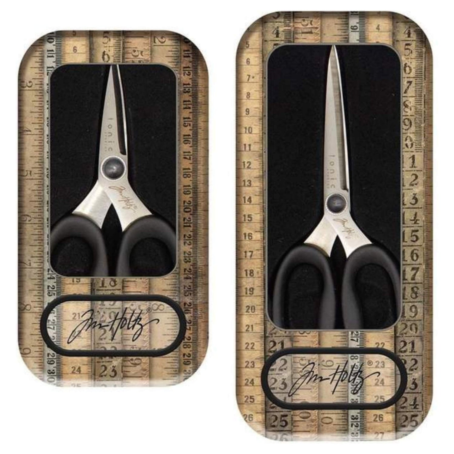 Tim Holtz Haberdashery Scissors - Bundle of Two Pairs of Soft Grip Snip Scissors, 5" and 6"