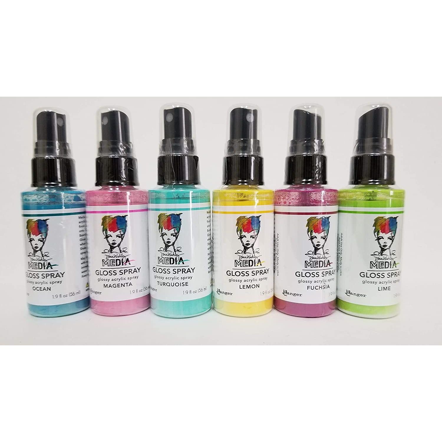 PTP Flash Deals NEW Ranger Dina Wakley Media Gloss Spray Bundle Blending Sticks (6 Brights: Lime, Magenta, Lemon, Turquoise, Ocean, Fuchsia)