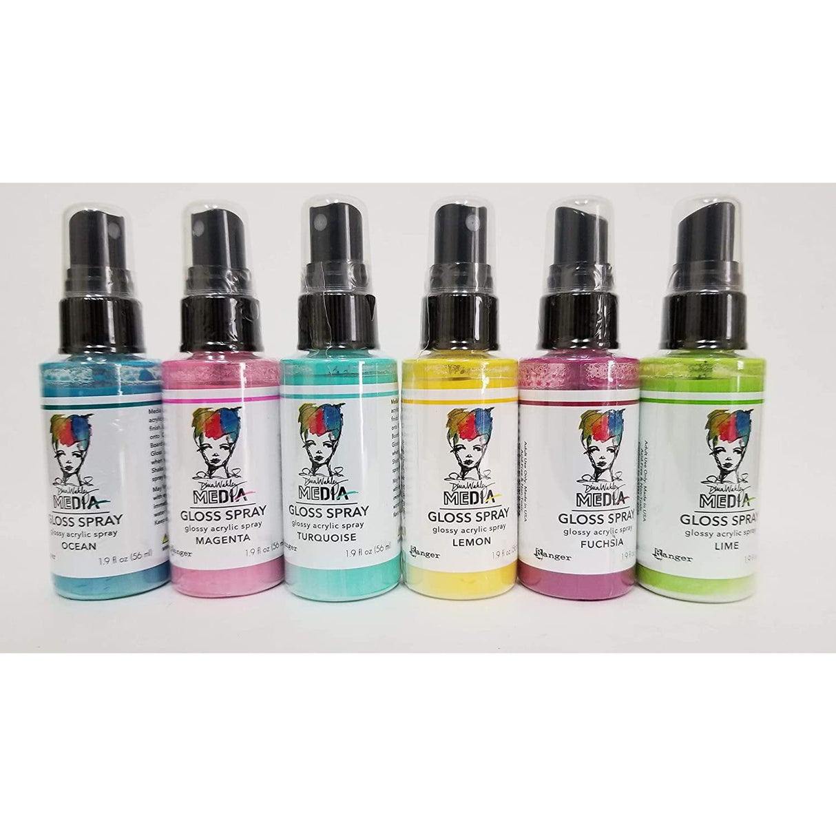 PTP Flash Deals NEW Ranger Dina Wakley Media Gloss Spray Bundle Blending Sticks (6 Brights: Lime, Magenta, Lemon, Turquoise, Ocean, Fuchsia)