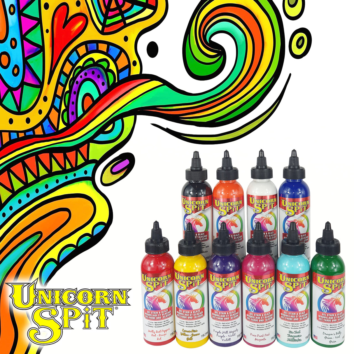 Unicorn SPiT 5770010 Gel Stain and Glaze, Midnight's Blackness 4.0 FL OZ Bottle, 4