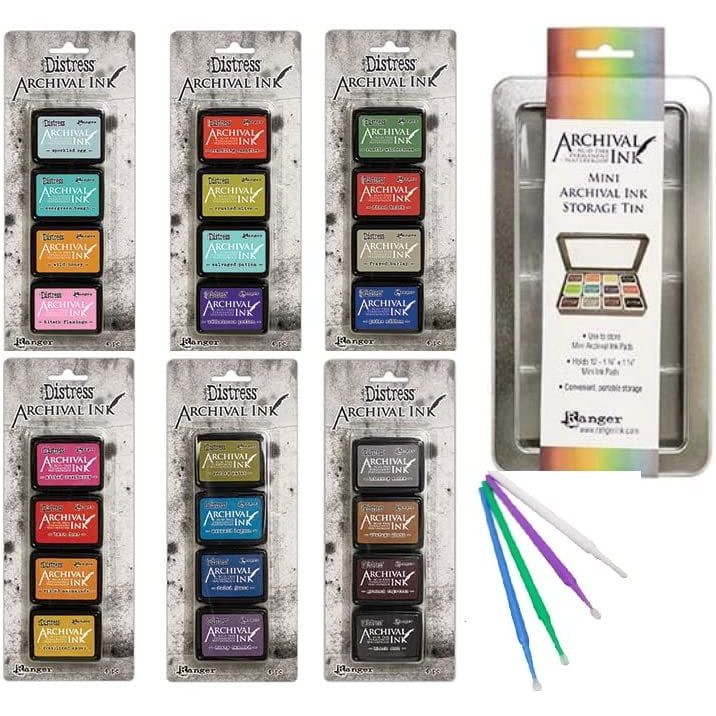 Ranger Tim Holtz Distress Archival Mini Ink Bundle (Complete 6 Kits with Storage Tin)