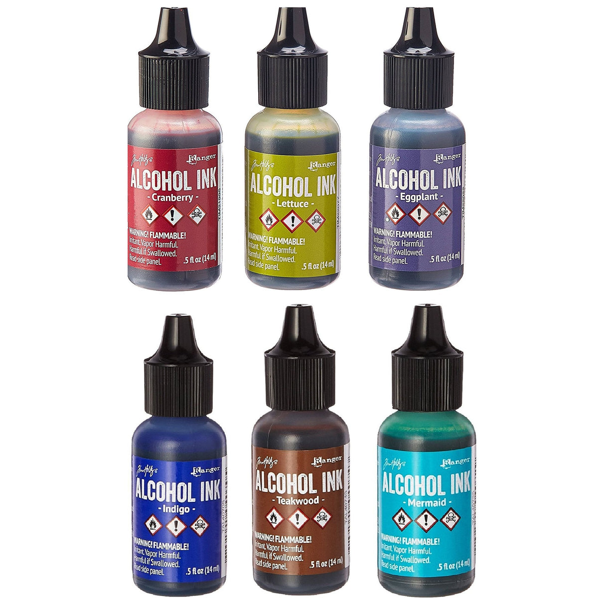 Tim Holtz - Ranger - Bundle of 6 Adirondack Alcohol Inks - Mariner and Farmers Market