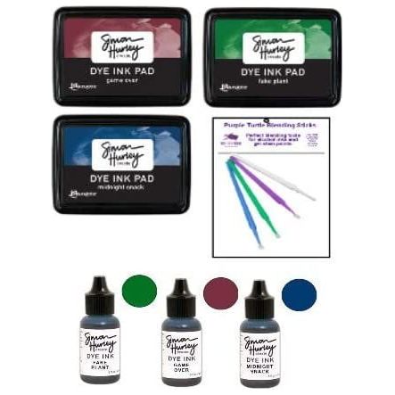 New Ranger Dye Ink Bundle - Fake Plant, Game Over, and Midnight Snack Plus PTP Flash Deals Blending Sticks (Pad & Reinker Complete Collection)