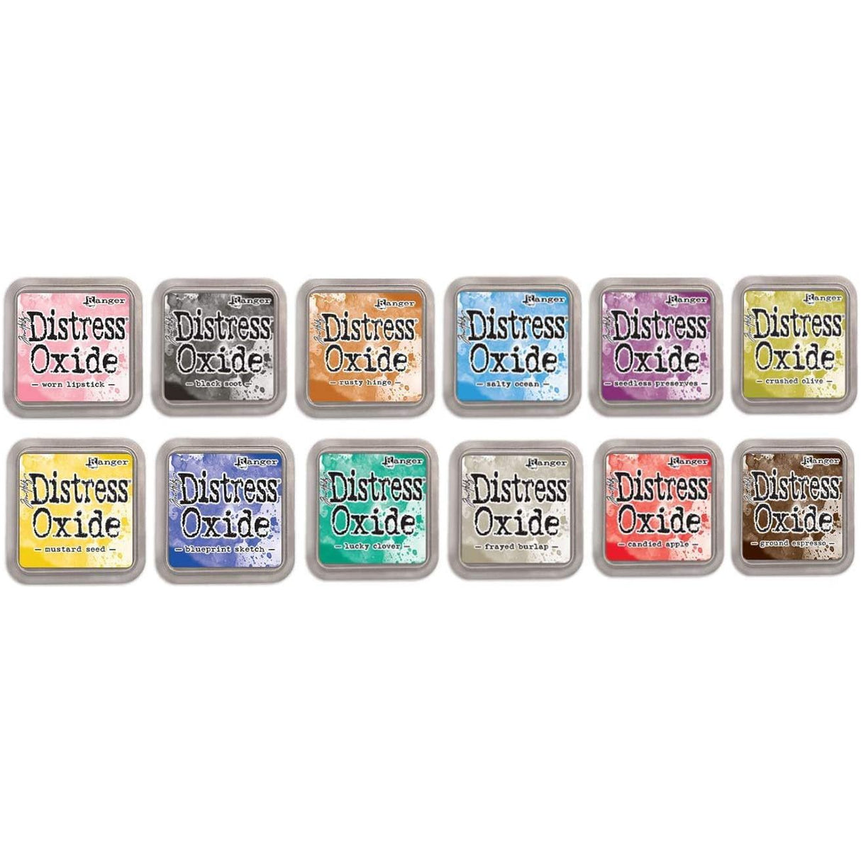 Ranger Distress Oxide Bundles - Includes 12 Distress Oxide Colors with PTP Flash Deals Detail Sticks (Set 3-12 Ink Pads)