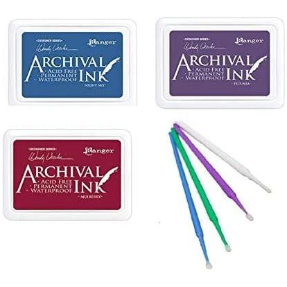Ranger Wendy Vecchi Archival Ink Bundles with PTP Flash Deals Detail Sticks (Mulberry, Night Sky, Petunia Pads)