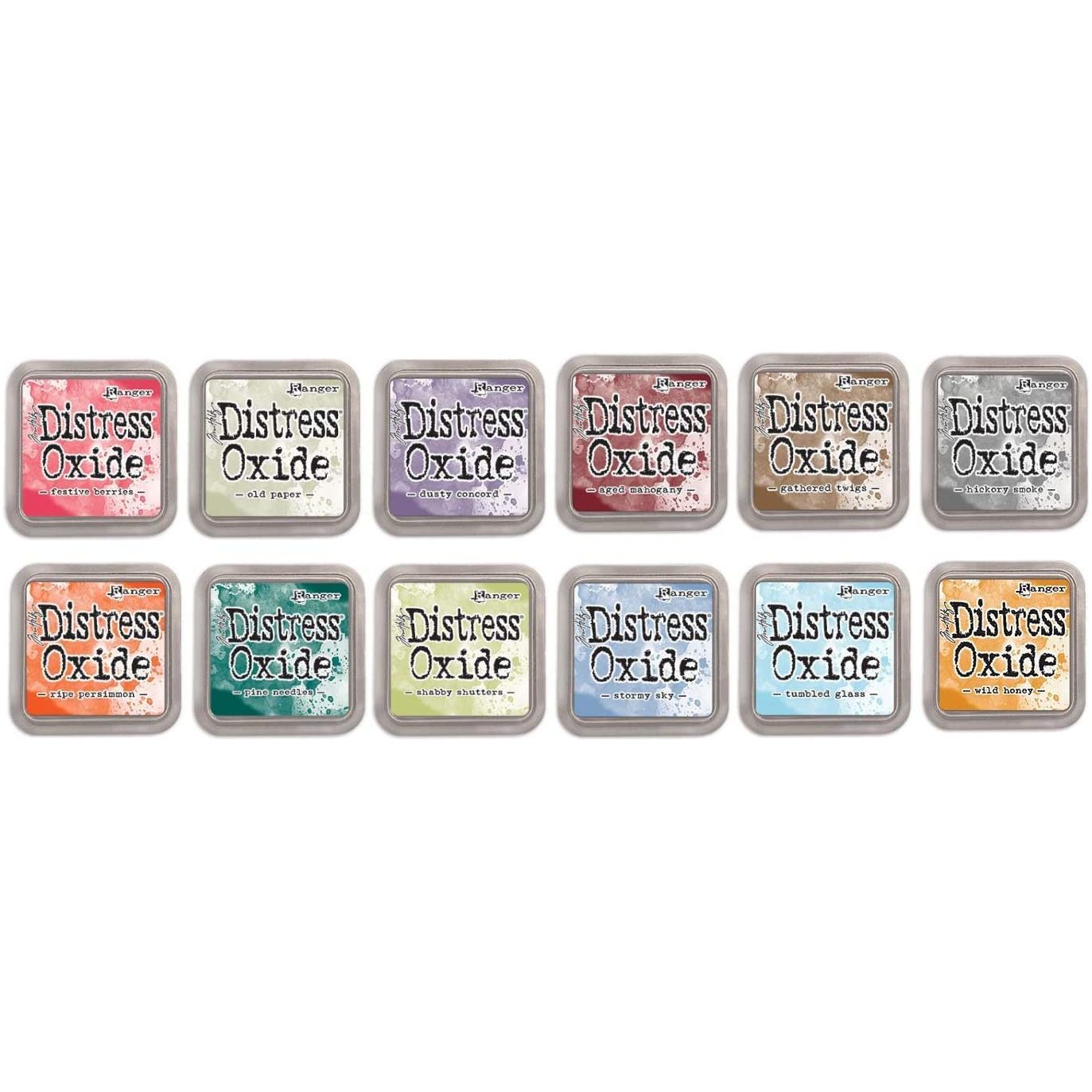 Ranger Distress Oxide Bundles - Includes 12 Distress Oxide Colors with PTP Flash Deals Detail Sticks (Set 5-12 Ink Pads)