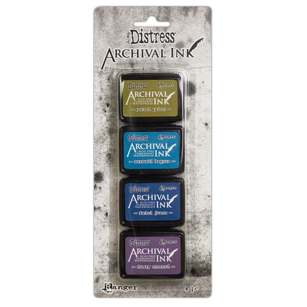 Tim Holtz Distress Archival Mini Ink Kit 1, Kit 2, Kit 3 and Storage Tin - 4 Item Bundle