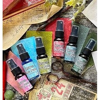 Tim Holtz Mica Stain 2021 Christmas - Holiday Set #1 & Set #2 - Peppermint Stick, Tree Lot, Frosted Juniper, Winterberry, Snow Flurries & Holly Branch