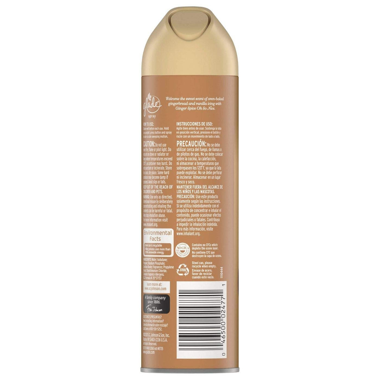 Glade Air Freshener Spray - Ginger Spice Oh So Nice - Holiday Collection 2020 - Net Wt. 8 OZ (227 g) Per Can - Pack of 4 Cans