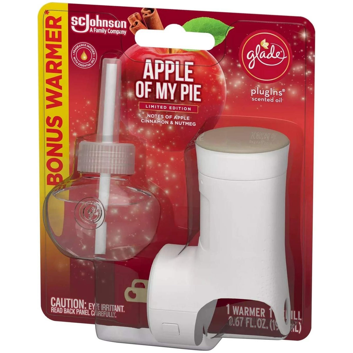 Glade Plugins Scented Oil Refill - Apple of My Pie - 1 Count Refill & 1 Count Oil Warmer Per Package - Pack of 2 Packages