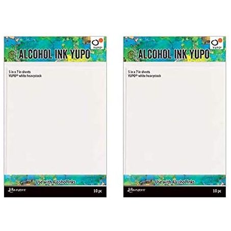 Ranger Alcohol Ink Yupo Paper - White Heavystock 5X7-2 Pack (with Bonus Purple Turtle Products Blending Sticks)
