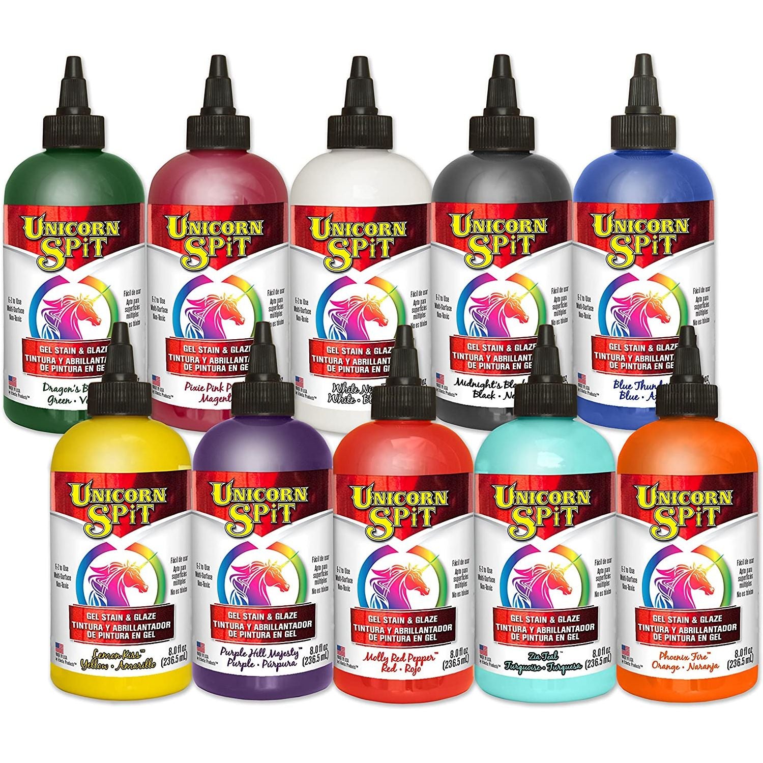 Unicorn SPiT Gel Stain & Glaze in One - 10 Paint Collection 8 oz bottles