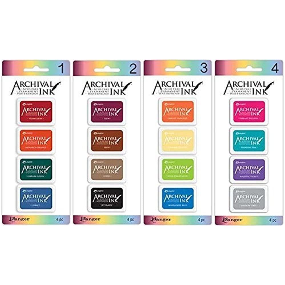 Ranger Mini Archival Ink Pads Bundle Complete Set Includes Wendy Vecchi 10  Packs Bundle - 40 Ink Pads totals with Bonus Mixing Cups