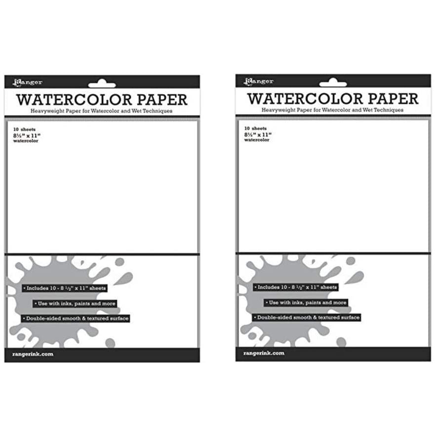 Ranger Inkssentials Watercolor Paper White 8.5-inch x 11-inch, 2 Pack (20 Sheets)