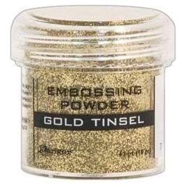 Cardmaking: Tinsel Heat Embossing - Ranger Glitter Tinsel Embossing Powders - 6 Item Bundle Gold, Silver, Red, Blue, Green, Snowflake