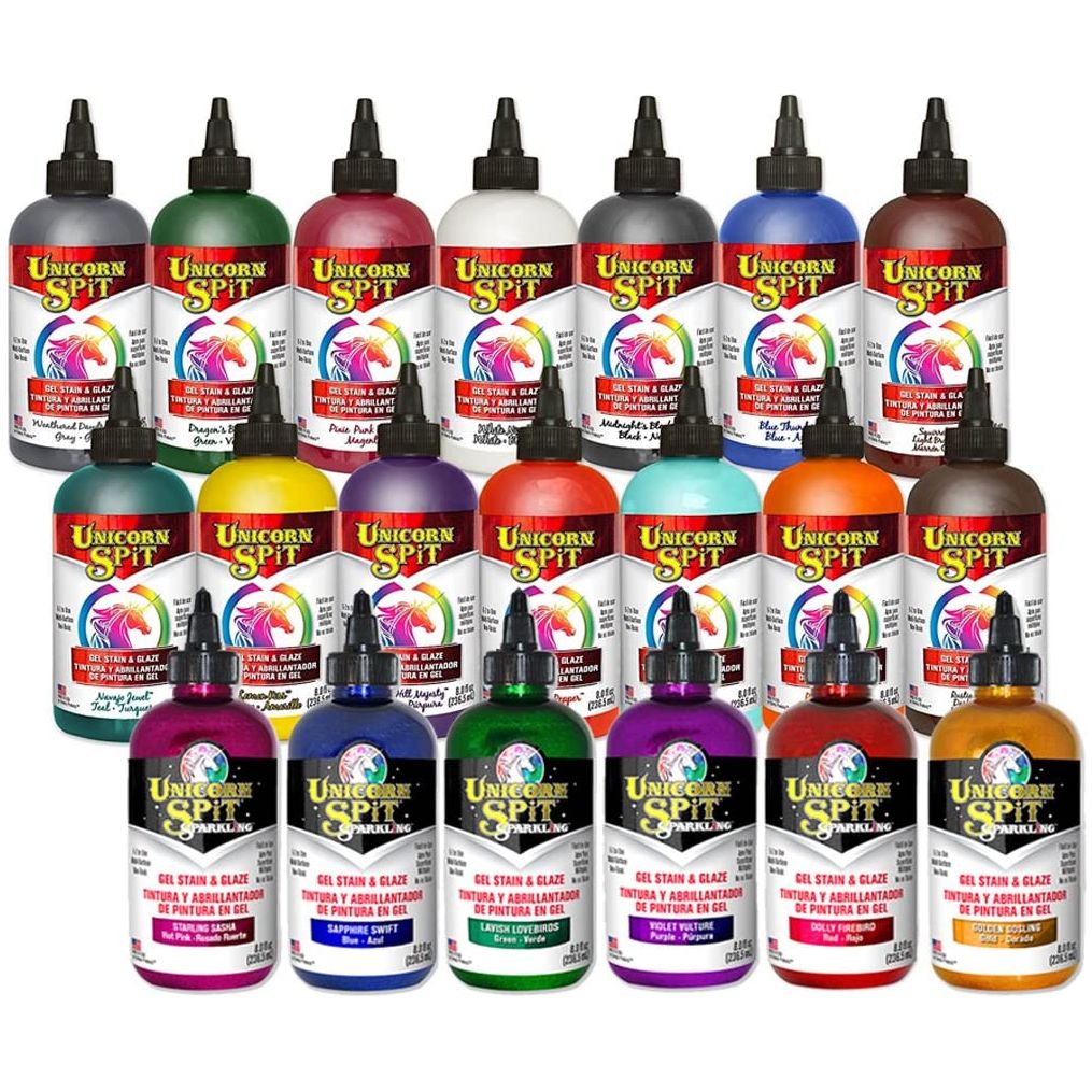 Unicorn SPiT - Gel Stain & Glaze - 20 Complete Paint Collection - 8oz Original and Sparkle Collection plus PTP Flash Deals Exclusive Guide
