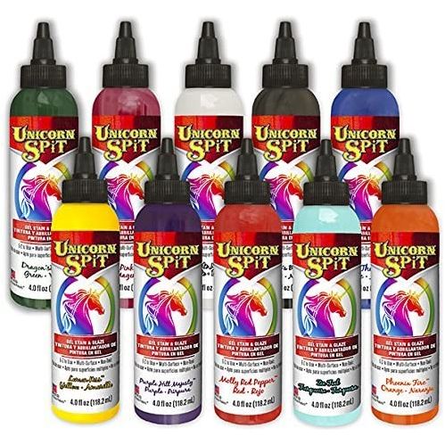 Unicorn Spit Gel Stain and Glaze in One, 4 Ounce each - 10 Paint Collection