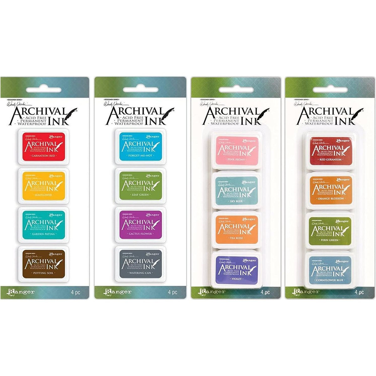 Ranger Mini Archival Ink Pads Bundle Complete Set Includes Wendy Vecchi 10  Packs Bundle - 40 Ink Pads totals with Bonus Mixing Cups