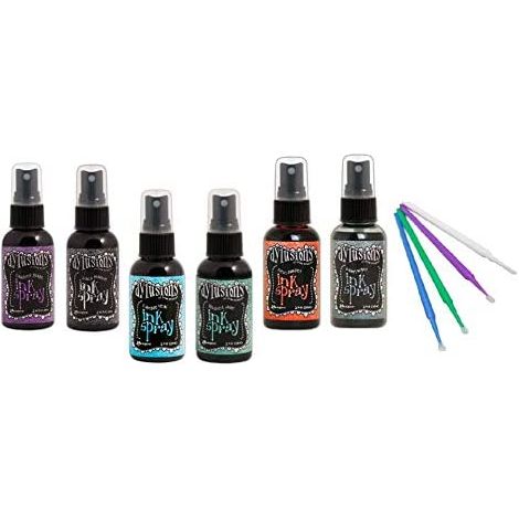 Ranger Dylusions Ink Spray Bundle with Bonus Purple Turtle Blending Sticks (New Fall 2019 Bundle - Blue Lagoon, Balmy Night, Desert Sand, Fiery Sunset, Island Parrot, Pink Flamingo)