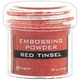 Cardmaking: Tinsel Heat Embossing - Ranger Glitter Tinsel Embossing Powders - 6 Item Bundle Gold, Silver, Red, Blue, Green, Snowflake