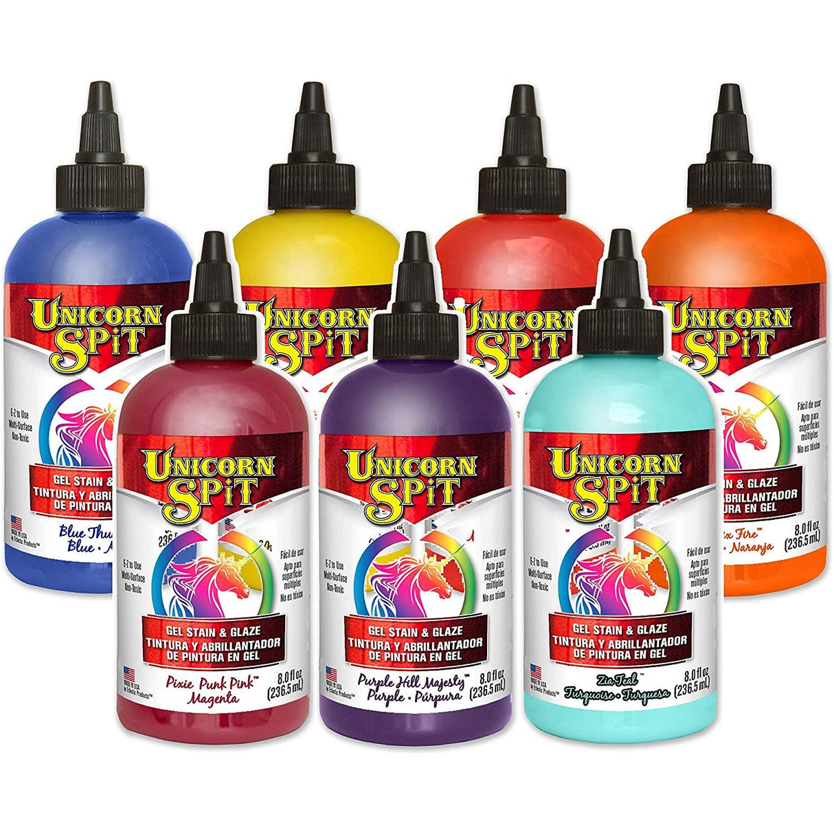 Unicorn SPiT Sunset Collection 8 OZ- Lemon Kiss, Phoenix Fire, Molly Red Pepper, Pixie Punk Pink, Purple Hill Majesty, Blue Thunder and Zia Teal