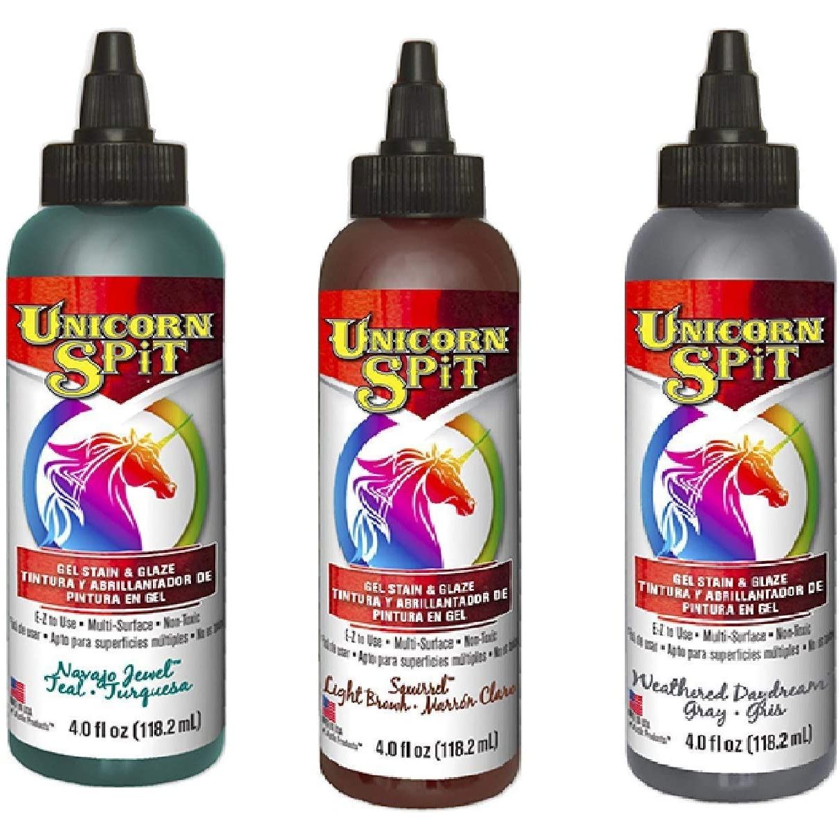 Unicorn SPiT Gel Stain and Paint New Color Fall 2017 Collection - Squirrel, Navajo Jewel, Weathered Daydream