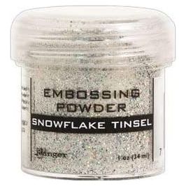 Cardmaking: Tinsel Heat Embossing - Ranger Glitter Tinsel Embossing Powders - 6 Item Bundle Gold, Silver, Red, Blue, Green, Snowflake
