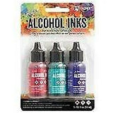 Ranger Tim Holtz Alcohol Ink Bundle - 11 Pc. Tropics Set - Beach Deco, Key West, Rodeo, Pitch Black and Snow Cap with Bonus PTP Blending Sticks