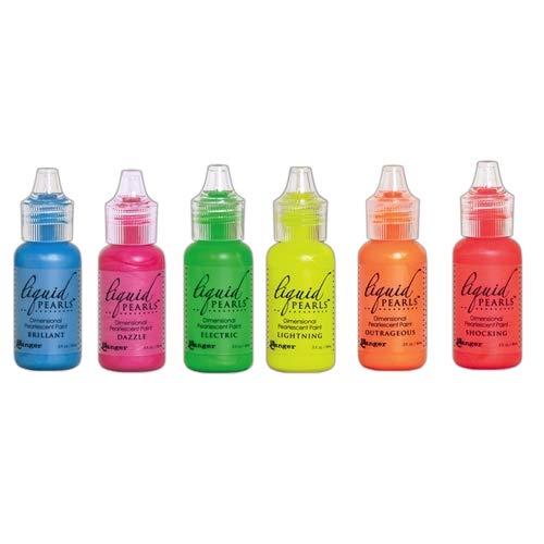 Ranger Liquid Pearls - Dimensional Pearlescent Paint, Set of Six Colors Bundle (Nearly Neon)