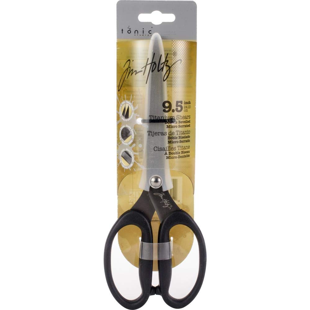 Tim Holtz Micro-Serrated Titanium Shears & Snips Scissor Set, 9.5 Double Beveled Titanium Shears & 7.5 Titanium Snips