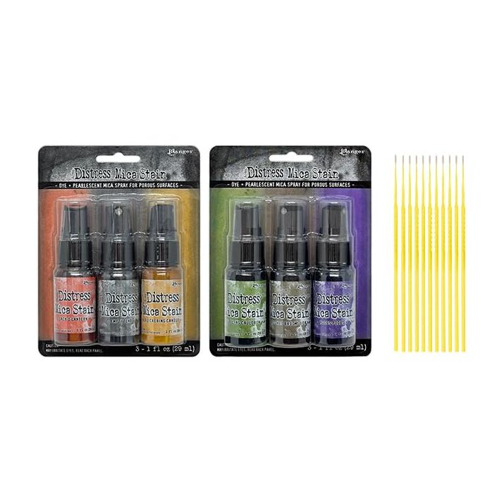 Ranger Holtz Distress Mica Stain Bundle - Halloween Mica Sets #1 & #2 with Trebbies Detail Sticks