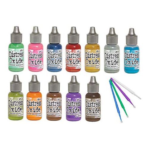Ranger Distress Oxide Bundles - Includes 12 Distress Oxide Colors with PTP Flash Deals Detail Sticks (Set 1-12 Coordinating REINKERS)