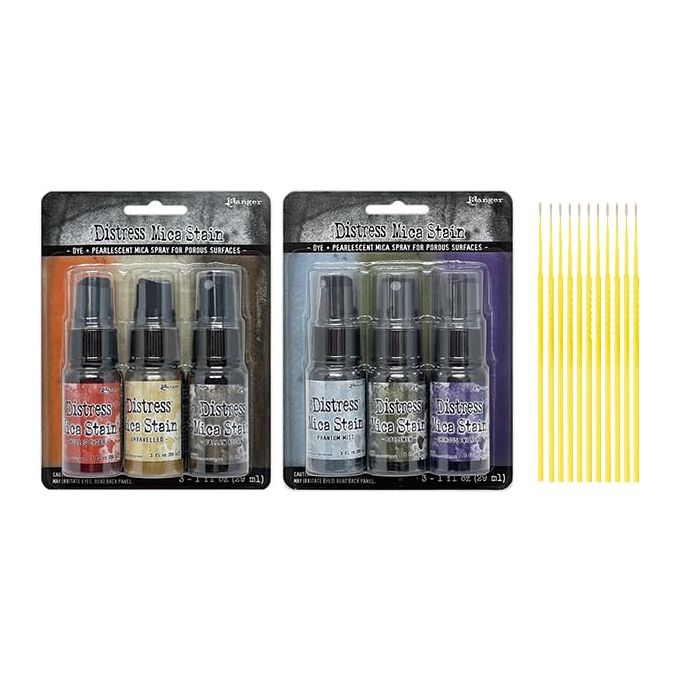 Ranger Holtz Distress Mica Stain Bundle - Halloween Mica Sets #5 & #6 with Trebbies Detail Sticks