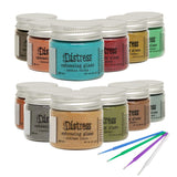 New Ranger Tim Holtz Distress Embossing Glaze 2020 Set- Includes PTP Flash Deals Blending Sticks (12 Complete 2020 Collection)