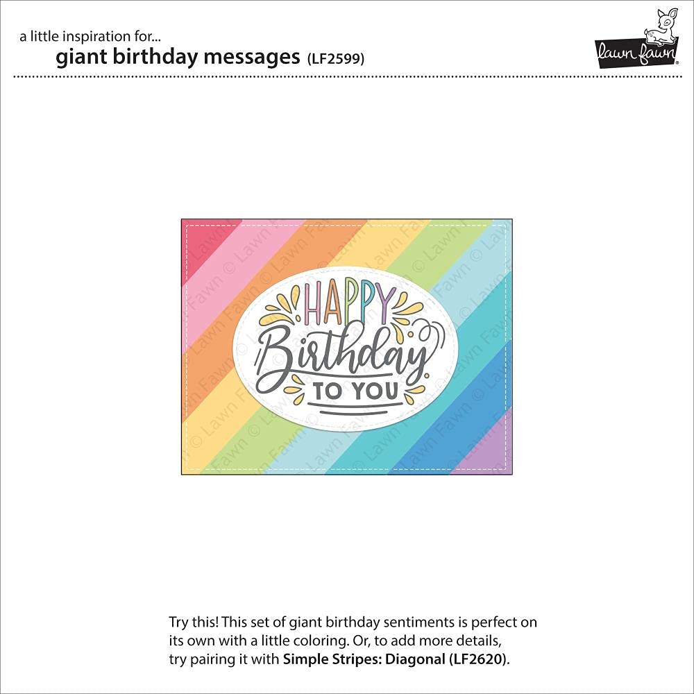 Lawn Fawn Giant Birthday Messages Bundle - Clear Stamps and Dies - 2 Items