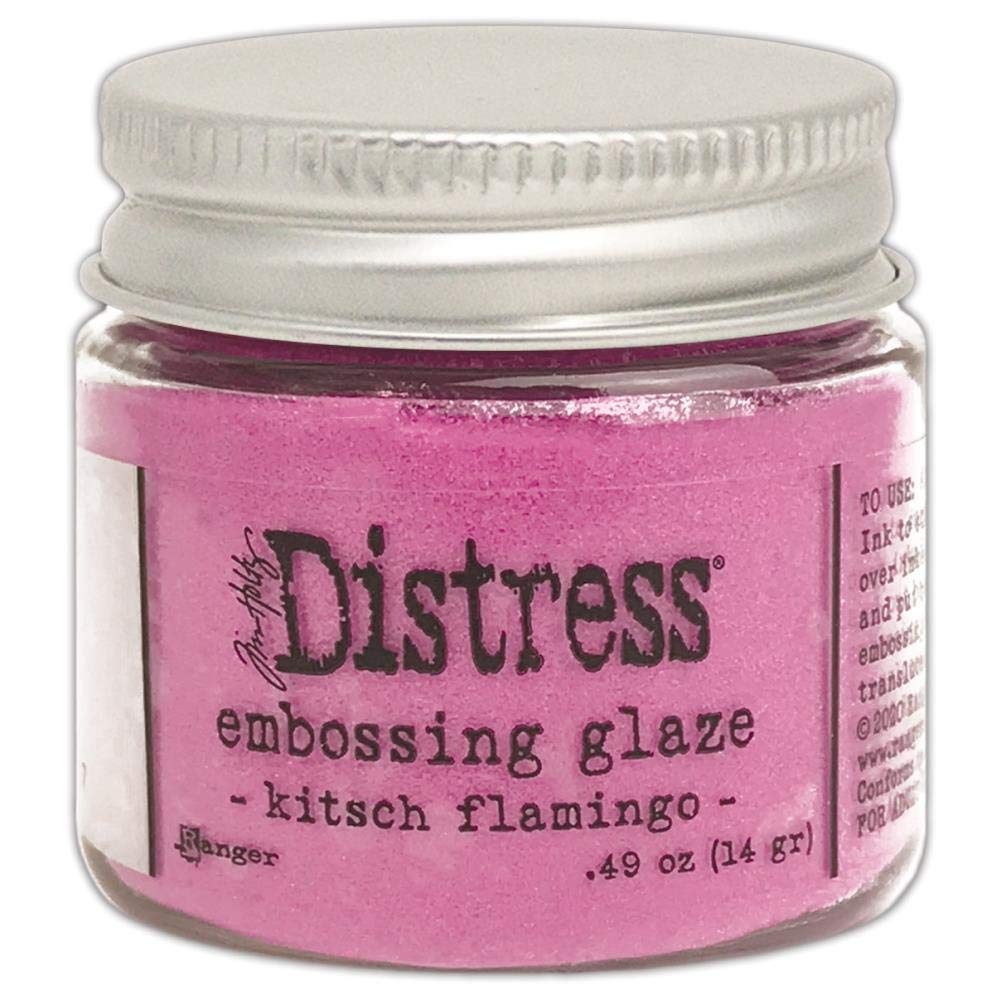 Tim Holtz Distress Embossing Glazes - Speckled Egg, Kitsch Flamingo, Crackling Campfire & Rustic Wilderness - 4 Item Bundle